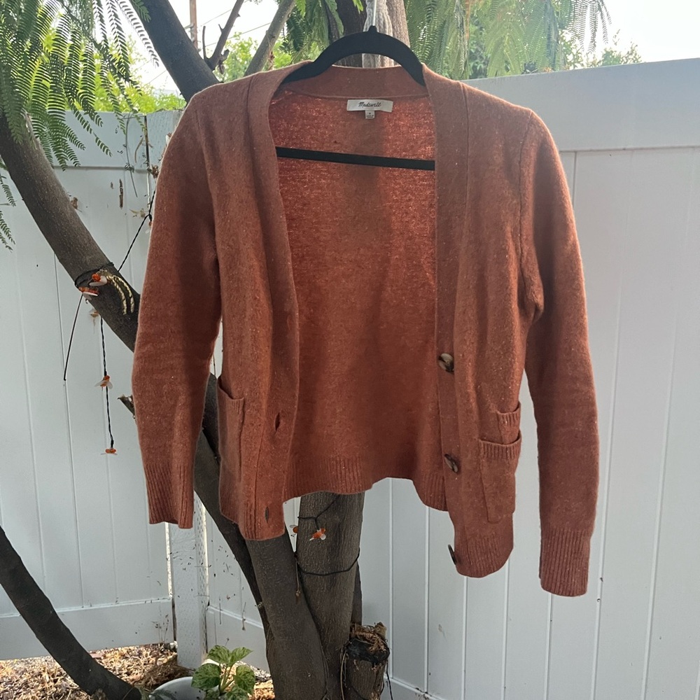 Madewell Warm Orange Knit Cardigan